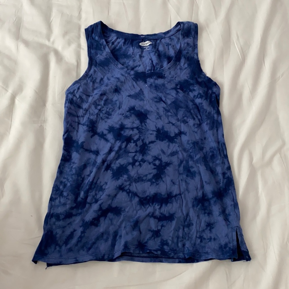 Blue tie dye tank top